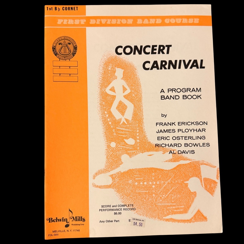 Concert Carnival 1st Bb Cornet First Division Band Course Belwin Mills 1964 1968